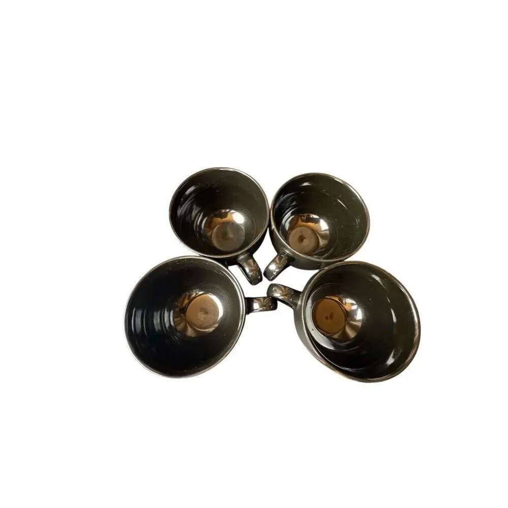 Sango Nova Black 4932 Soup Cups Lot of 4 Handles Black Red Gold Stoneware